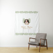 Doop Foto Groene Goud Botanische Achtergrond Wandkleed (In situ)