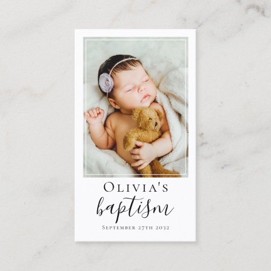 Doop Foto Keepsake Gebed Kaart Contactkaartje (Voorkant)