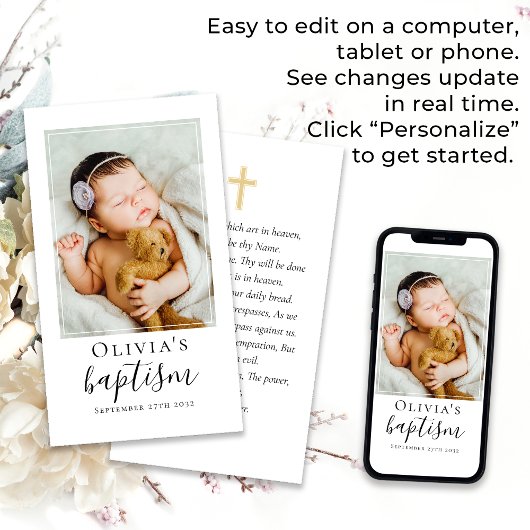 Doop Foto Keepsake Gebed Kaart Contactkaartje