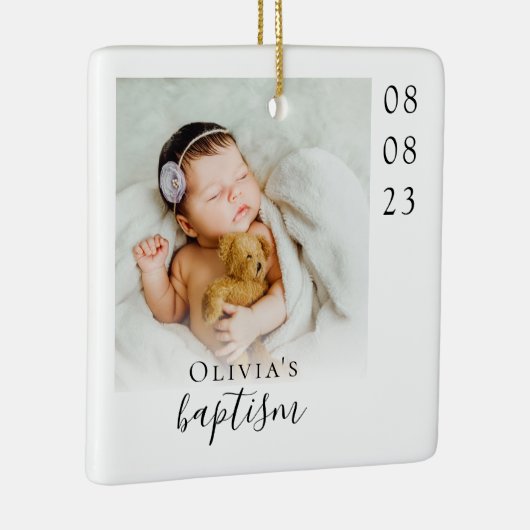 Doop Foto Keepsake Keramisch Ornament (Rechts)