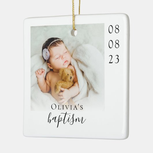 Doop Foto Keepsake Keramisch Ornament (Links)