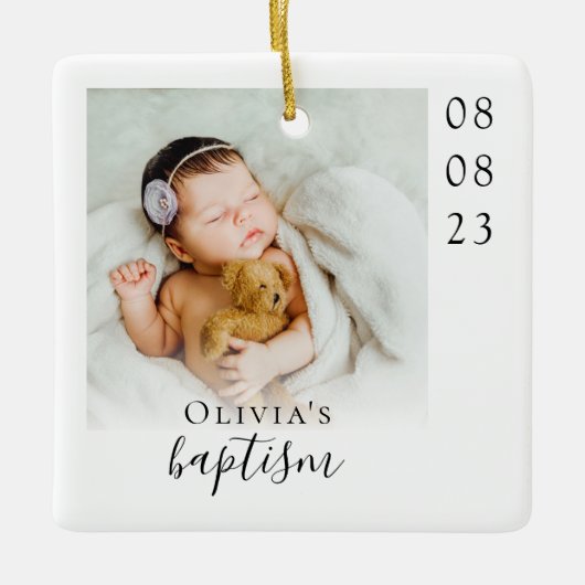 Doop Foto Keepsake Keramisch Ornament (Voorkant)