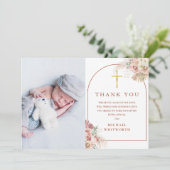 Doop Foto Pampas Gras Boog Bedankkaart (Staand voorkant)