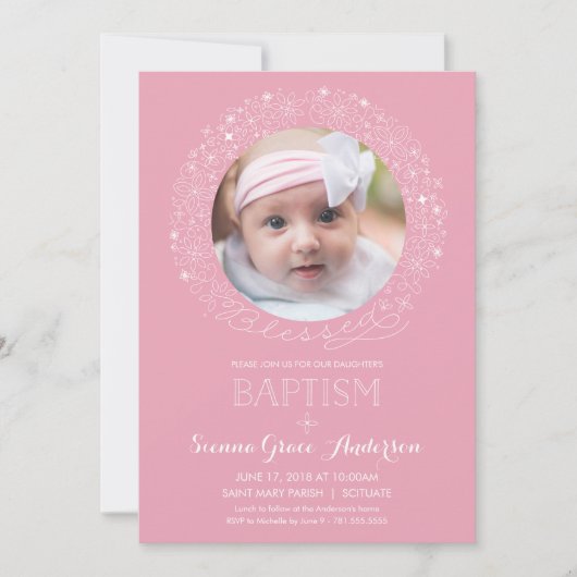 Doop Foto Uitnodiging, Meisje Foto Uitnodiging (Voorkant)