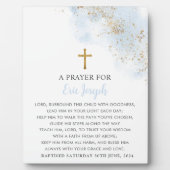 Doop Gebed Teken Blauw Goud Kruis Jongens Fotoplaat (Voorkant)