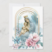 Doop Gezegende Moeder Jezus Roze Blauwe Bloemen Kaart (Achterkant)