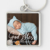 Doop God zegene eenvoudige elegante moderne Baby F Sleutelhanger (Voorkant)