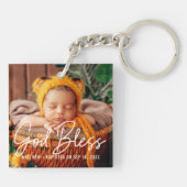 Doop God zegene eenvoudige elegante moderne Baby F Sleutelhanger (Achterkant)