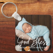 Doop God zegene eenvoudige elegante moderne Baby F Sleutelhanger (Voorkant)