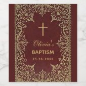 Doop  Goud Bourgogne Rood Elegant Wijn Etiket (Enkel label)