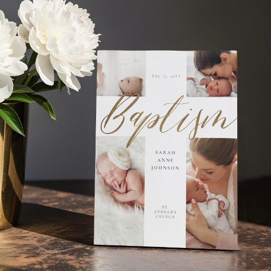 Doop Goud Kalligrafie Fotocollage Keepsake Fotoplaat