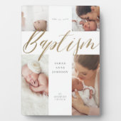 Doop Goud Kalligrafie Fotocollage Keepsake Fotoplaat (voorkant)