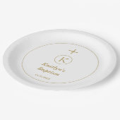 Doop Goud Wit Monogram Initialen Elegant Cool Papieren Bordje (Gekanteld)