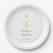 Doop Goud Wit Monogram Initialen Elegant Cool Papieren Bordje (Voorkant)