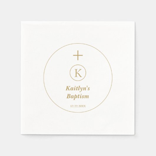 Doop Goud Wit Monogram Initialen Elegant Cool Servet (Voorkant)