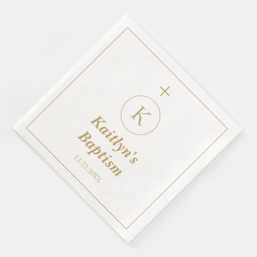 Doop Goud Wit Monogram Initialen Elegant Cool Servet (Hoek)