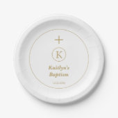 Doop Goud Wit Monogram Initialen Elegant Schattige Papieren Bordje (Voorkant)