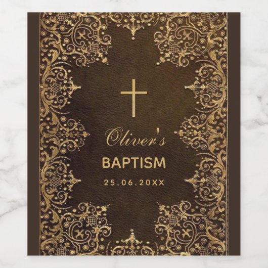 Doop Goudbruin Elegant Wijn Etiket (Enkel label)