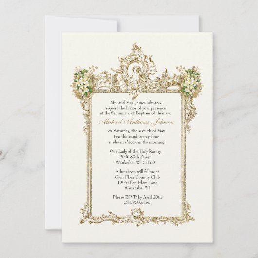 Doop Gouden Engelen Bloemendaal Vintage Kaart (Voorkant)