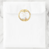 Doop gouden kruis voor baby jongen ronde sticker (Tas)