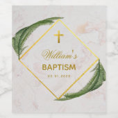 Doop groen Faux gouden varen laat marmer Wijn Etiket (Enkel label)