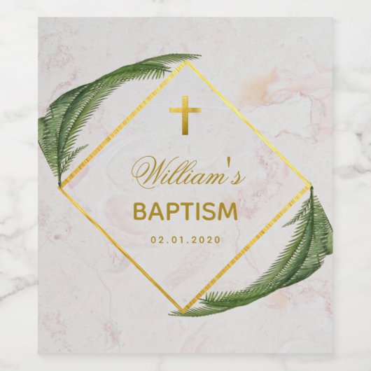 Doop groen Faux gouden varen laat marmer Wijn Etiket (Enkel label)