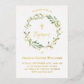 Doop groene krans folie uitnodiging (Voorkant)