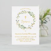 Doop groene krans folie uitnodiging (Staand Voorkant)