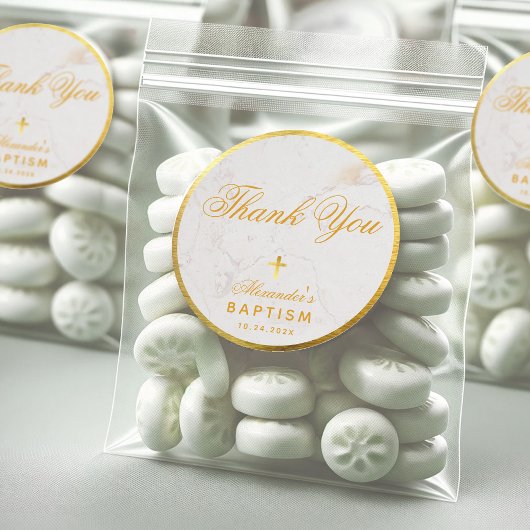 Doop gunst Elegant Dank u Faux Gold Marble Ronde Sticker