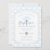 Doop halo en kruis aangepaste foto blauw kaart (Voorkant)