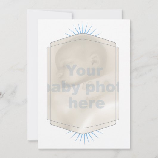 Doop halo en kruis aangepaste foto blauw kaart (Achterkant)