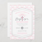 Doop halo en kruis aangepaste foto roze kaart (Voorkant / Achterkant)