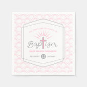 Doop halo en kruis aangepaste roze servet (Voorkant)