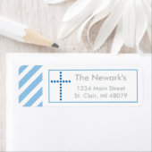 Doop, Heilige Communie | Blauw kruis adreslabel Etiket (Insitu)