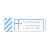 Doop, Heilige Communie | Blauw kruis adreslabel Etiket (Voorkant)