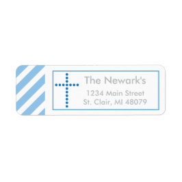 Doop, Heilige Communie | Blauw kruis adreslabel Etiket