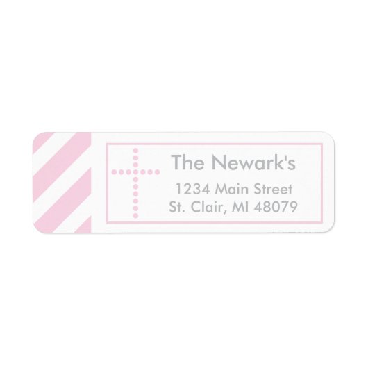 Doop, Heilige Communie | Roze kruis adreslabel Etiket (Voorkant)