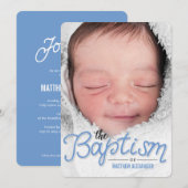 Doop Hoesje Doopuitnodiging - Blauw Kaart (Voorkant / Achterkant)