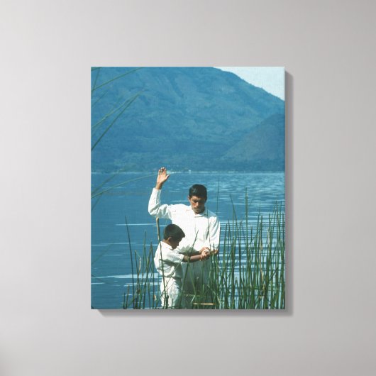 Doop in het Atitlanmeer™ versie 2 LDS-kunstposter Canvas Afdruk (Voorkant)