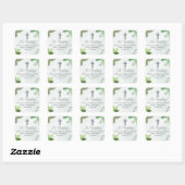 Doop in het Spaans Bautismo Boho Green Leaves Vierkante Sticker (Vel)