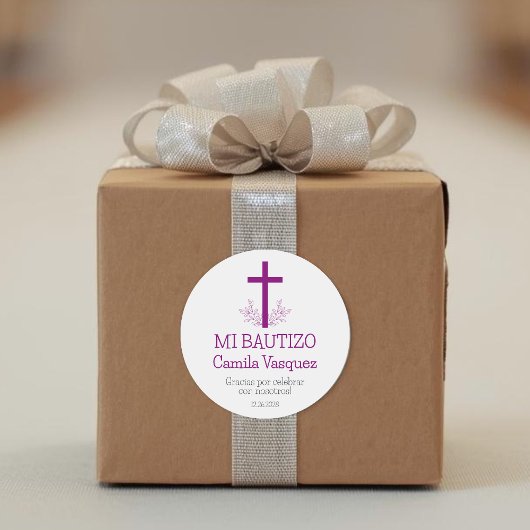 Doop in het Spaans Eenvoudig Bautizo Kruis en blad Ronde Sticker