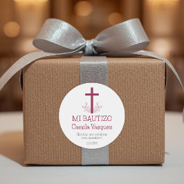 Doop in het Spaans Eenvoudig Bautizo Kruis en blad Ronde Sticker