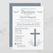 Doop in het Spaans Schattige Bautizo Kruis en blad Kaart (Voorkant / Achterkant)