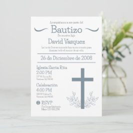 Doop in het Spaans Schattige Bautizo Kruis en blad Kaart