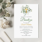 Doop in het Spaans Schattige Waterverf Groen blad Kaart