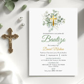 Doop in het Spaans Schattige Waterverf Groen blad Kaart