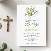 Doop in het Spaans Schattige Waterverf Groen blad Kaart