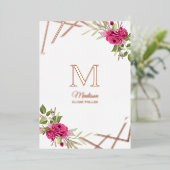 Doop Initiaal Botanische Geometrische Vorm Folie Uitnodiging (Staand Voorkant)