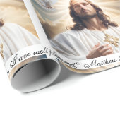 Doop Jezus Heilige Geest Duif Matteüs 3:17 Tekst Cadeaupapier (Rol Hoek)