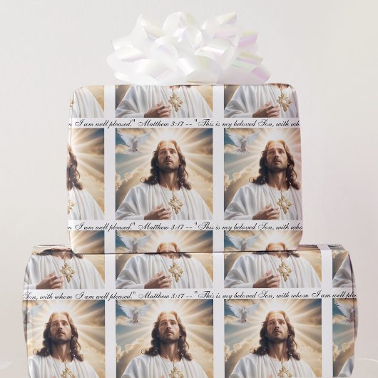 Doop Jezus Heilige Geest Duif Matteüs 3:17 Tekst Cadeaupapier